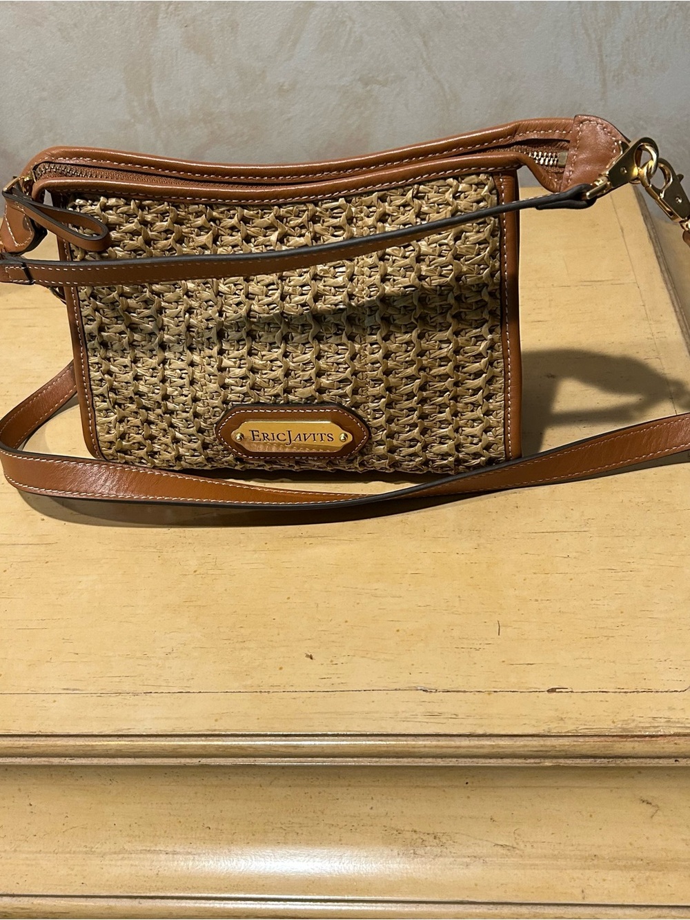 Eric Javits New York the lil zippy woven raffia straw bag
